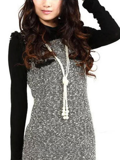 Белое длинное ожерелье с узелком из бисера