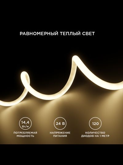 Светодиодная лента для бани и сауны 24В, 14,4Вт/м,  5м /Apeyron™/