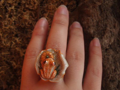 Кольцо с лягушкой "Принцесса Тыковка, наследница Урожайных Полей"