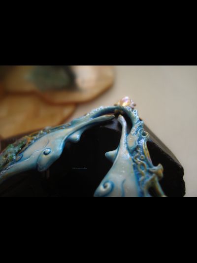 Коллекционное украшение из фарфора - колье с лебедями "Музыка солнечной птицы"