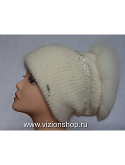 Женский вязаный головной убор с мехом Италия Vizio фото итальянских шапок зима 2020