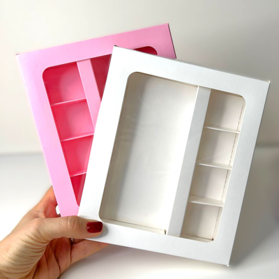 Коробка для 4 конфет + шок. плитки 160мм (бирюза), 200*165*30мм