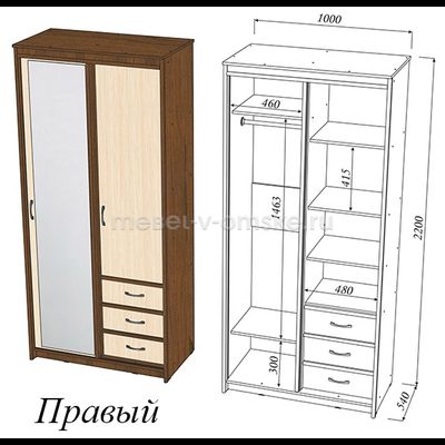 Шкаф-купе Карина 1,0 с зеркалом