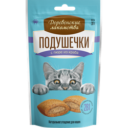Деревенские лакомства, Подушечки с пюре из краба для кошек, 30 гр