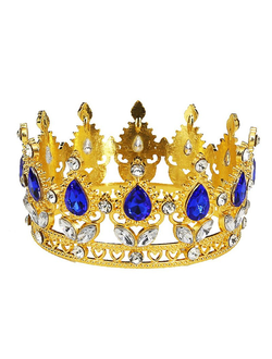Корона для торта с синими камнями (золото), 8,2*4,5см