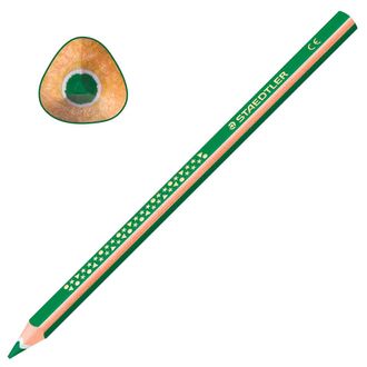 Карандаш цветной утолщенный STAEDTLER "Noris club", трехгранный, грифель 4 мм, зеленый, 1284-5, 6 штук