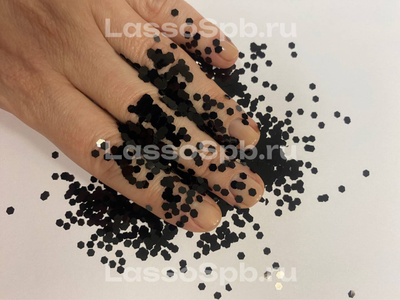 Глиттер блестки "Черный Крупный" 2,8 мм 0,5 кг