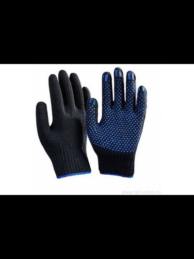 Перчатки ЛАЙТ чёрные с ПВХ (5-ти нитка) арт. П1/36 (10/300 пар упаковка)