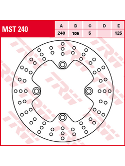 Тормозной диск передний/задний TRW MST240 для мотоциклов Honda CB 250/500/750/900, NSS Forza 250, XL Transalp 600/700, Africa Twin 650 // Cagiva Gran Canyon 900, Navigator 1000