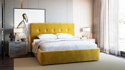 Кровать двуспальная, MyCloud Аннета с подъемным механизмом, бельевым ящиком, мягкое изголовье, квадратная стяжка