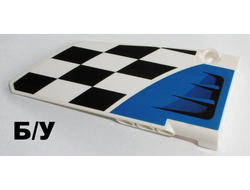 ! Б/У - Technic, Panel Fairing #18 Large Smooth, Side B with Air Intake and Checkered Black and White Pattern Sticker - Set 42045, White (64682pb015) - Б/У