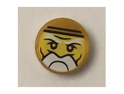 Tile, Round 1 x 1 with Ninjago Trapped Sensei Wu Pattern, Pearl Gold (98138pb044 / 6137038)