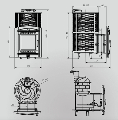 Банная печь Атмосфера L сетка нержавейка с газовой горелкой до 20 м3