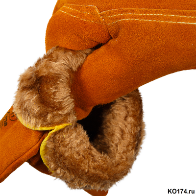 Перчатки спилковые утепленные оранжевого цвета Driver Lux Zima XY040