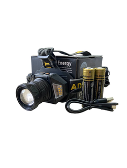Фонарь налобный #T-503B 2 акум. бат, провод (холодный свет)