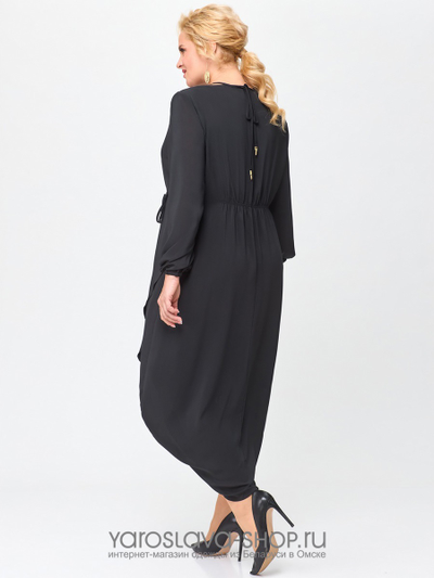Платье женское из нежного шифона черного цвета