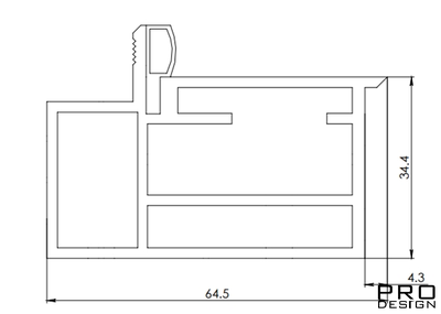 Алюминиевый короб для скрытых дверей Nevidimka - 2  (для гипсокортоновых стен открыванием на себя) по RAL