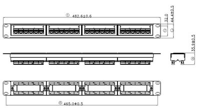 Патч-панель UTP, 19", 24 порта RJ45, cat.6, 1U, Dual Type, с органайзером, "L"