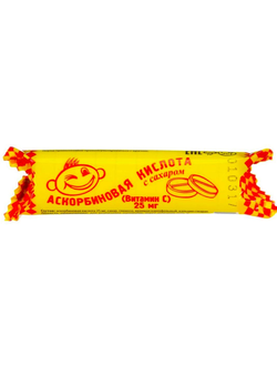 Аскорбиновая кислота с сахаром со вкусом клубника 30г*20 шт*12 блоков