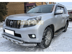 Защита переднего бампера двойная с перемычками d76/60 для Toyota Land Cruiser Prado 150 (2010-...)