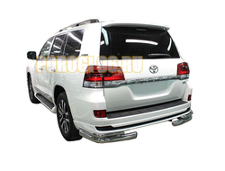 Защита заднего бампера d76/42 уголки двойные для Toyota Land Cruiser 200 Executive Lounge 2018-
