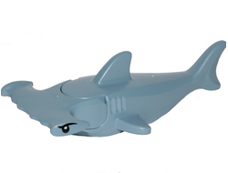 Shark Hammerhead with Debossed Gills with Black Eyebrows and Eyes and White Pupils Pattern, Sand Blue (14518c03pb01)