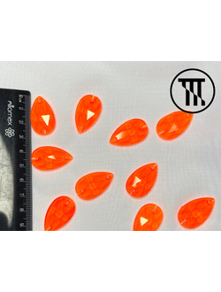 Стразы пришивные Капля, неоновые, цв. Неон-оранжевый, р-р 17*28 мм