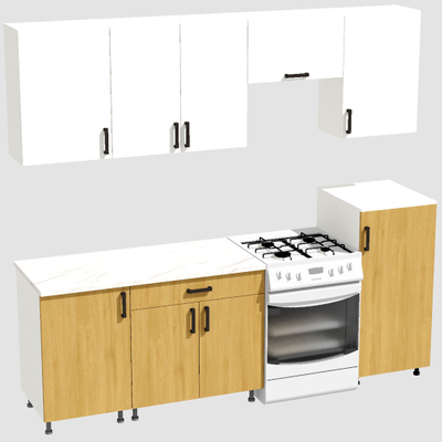 Кухня Эконом 1,8 метра с полуколонкой (1300х500) Цвет: Белый/Дуб Сонома