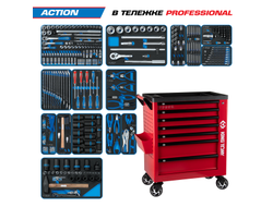 Набор инструментов 327 предметов, "ACTION", в красной тележке KING TONY 9G38-327MRVR