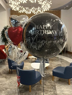 Шар со стеклянным эффектом и 6 сердечек