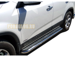 Пороги с накладным листом	d53 для Kia Sorento (2013-2020)