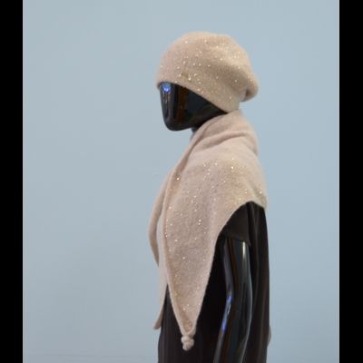 Кремовый женский берет вязаный Vizio Италия 6943