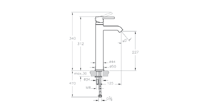 Высокий смеситель для раковины VitrA Minimax S, A41990EXP