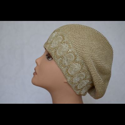 Берет с кружевом летний Vizio 4813 бежевый