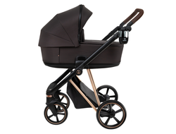 Коляска 2в1 Roan Sol Luxury Choco/Rose Gold руч.Тем.Коричневый
