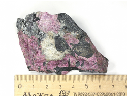 Эвдиалит в породе, Россия, Кольский п-ов, Хибины (79*52*25 мм, 90 г) №25685