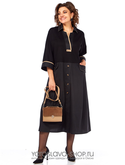 Модель :3340.Элегантное женское платье А-силуэта в черном цвете