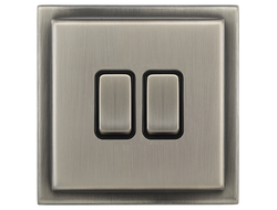 Переключатель 2-клавишный T&J Electric Colossal II, ступенчатая рамка Antique Matt Silver