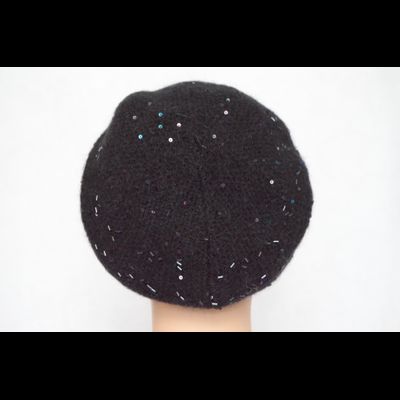 Женский берет со стеклярусом и пайетками Vizio Италия 6933 черный