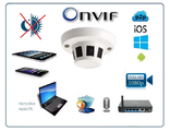 Видеоняня/Охранная IP WiFi-LAN видеокамера с аудиоканалом (корпус датчика дыма), DVR. Full HD (CamHi)