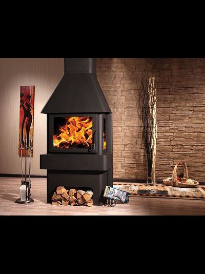 Экокамин Бавария три стекла черный