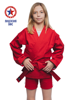 Куртка облегченная для самбо ВФС BRAVEGARD Победа Junior красная + шорты ВФС