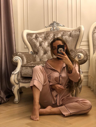 Пижама Виктория Сикрет одноцветная розовая / Victoria's Secret