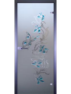 Стеклянные двери АКМА Бабочка 2 художественный пескоструй 3D Vindoor