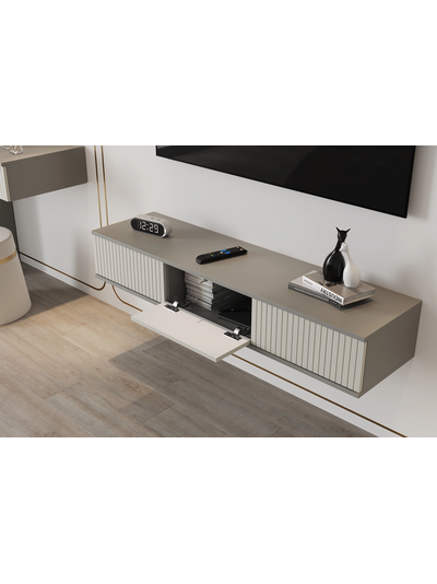 Селена ТМ-002 Тумба под ТВ шиншилла серая / матовая кварц грей софт