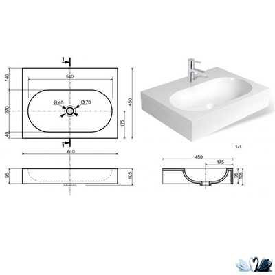 Раковина Эстет Nika 61 х 45 см из искусственного камня накладная