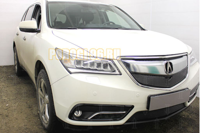 Защита радиатора Acura MDX III 2014- black верх PREMIUM