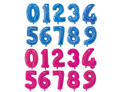 Фольгированная Цифра, 60 см, фуксия, синий, под заказ 2-3 дня (уточняйте наличие)