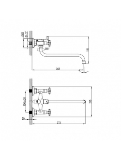 Смеситель для ванны Milardo Torrens TRSSBLCM10 двухвентильный без душевых акссесуаров