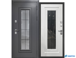 Дверь входная металлическая Феррони 9 см Букле графит Стеклопакет Ковка в Челябинске | КВИРТЕК